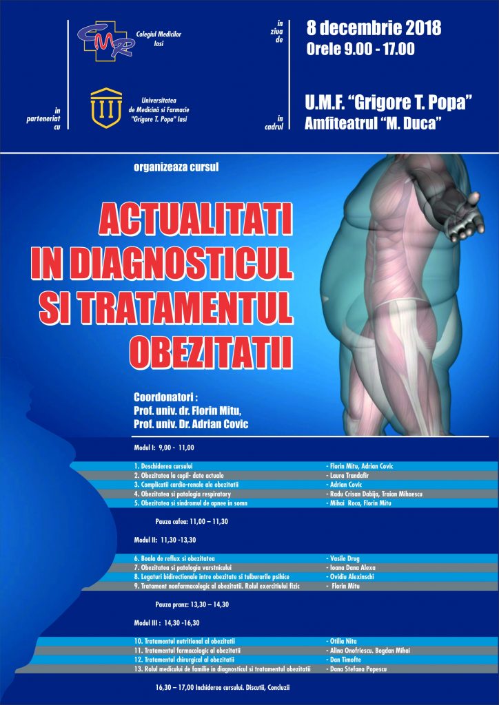 Curs – Actualitati in diagnosticul si tratamentul obezității – 8 Decembrie 2018