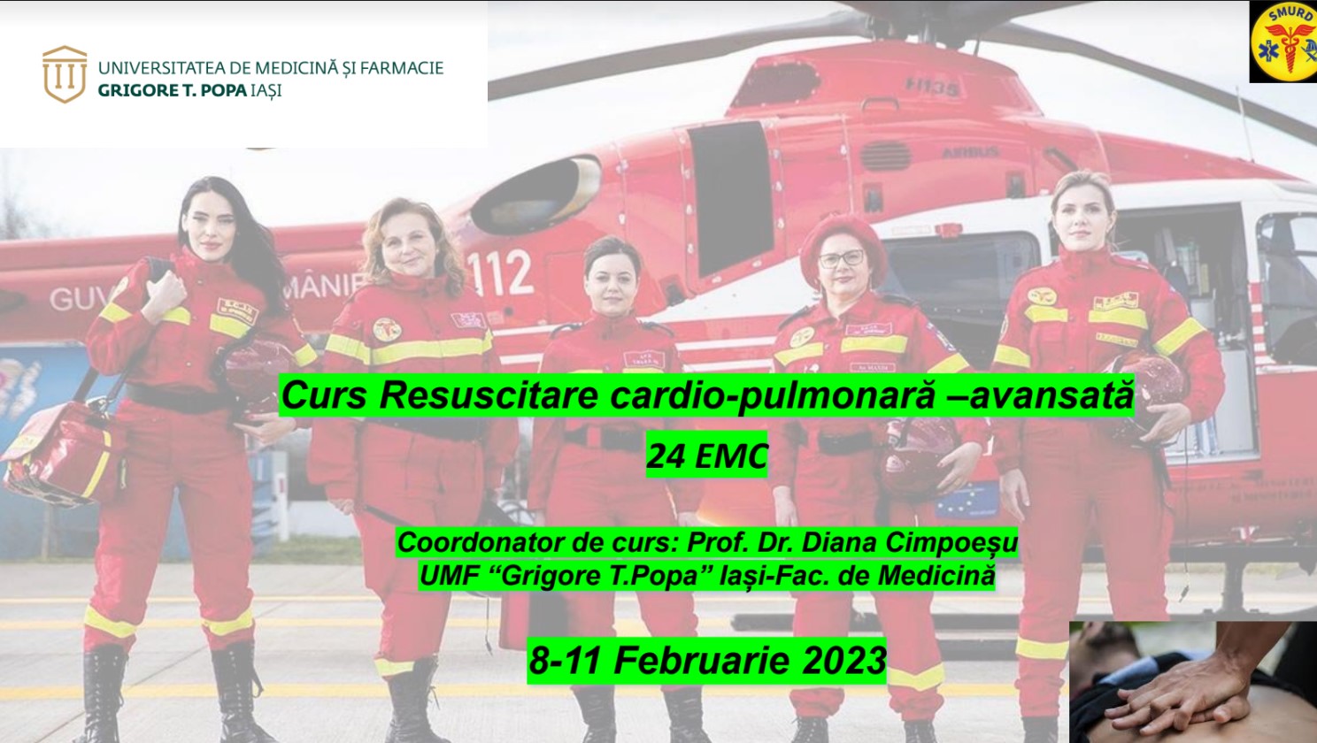 Curs resuscitare cardio-pulmonara-avansata – 24 EMC – 8-11 Feb 2023