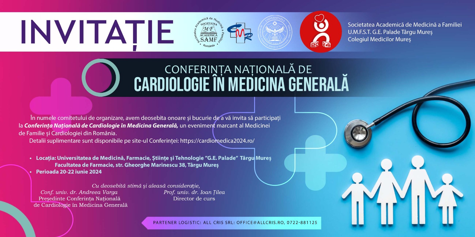 Invitație la Conferința Națională de Cardiologie în Medicina Generală, ediția a 19-a, 20-22 iunie Târgu Mureș