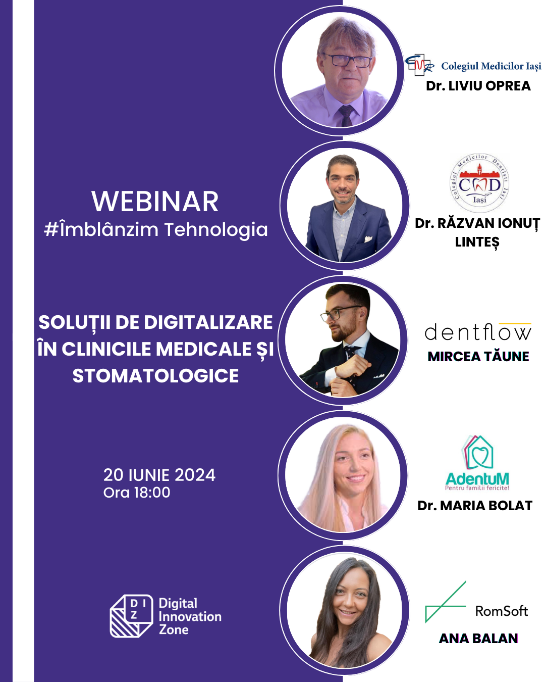 Invitație pentru medici și clinicile medicale de a participa pe 20 iunie, ora 18.00, la un eveniment online dedicat webinarul #Îmblânzim tehnologia – Soluții de digitalizare în clinicile medicale și stomatologice