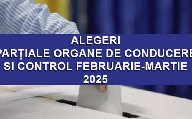 Alegeri parțiale organe de conducere si control februarie-martie 2025