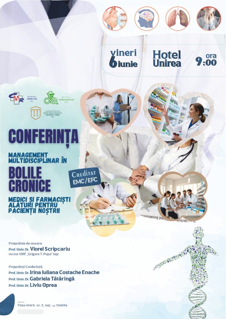 Invitatie Conferința “MANAGEMENT MULTIDISCIPLINAR ÎN BOLILE CRONICE – Medici și farmaciști alături pentru pacienții noștri”, 06 iunie 2025
